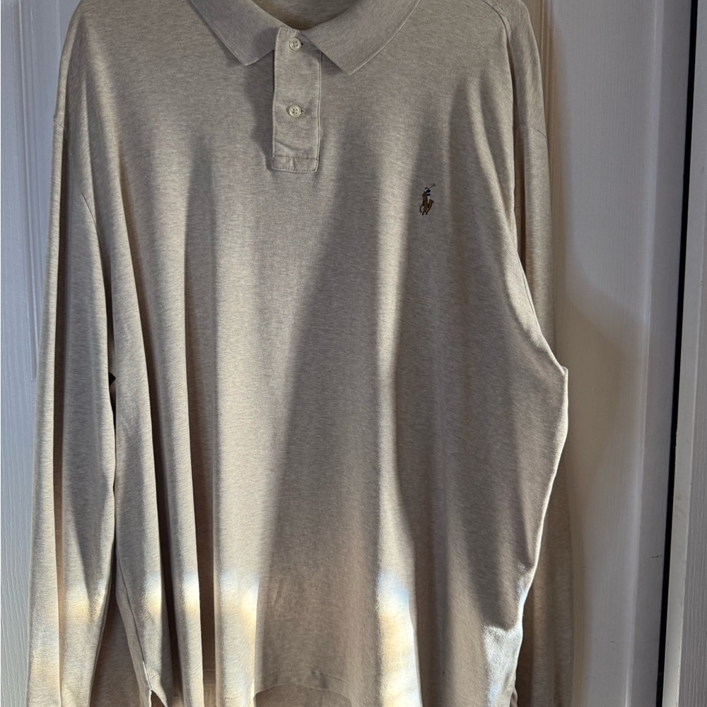 Polo by Ralph Lauren Men's Tan Long Sleeve Polo Shirt Size XXL NEW CONDITION